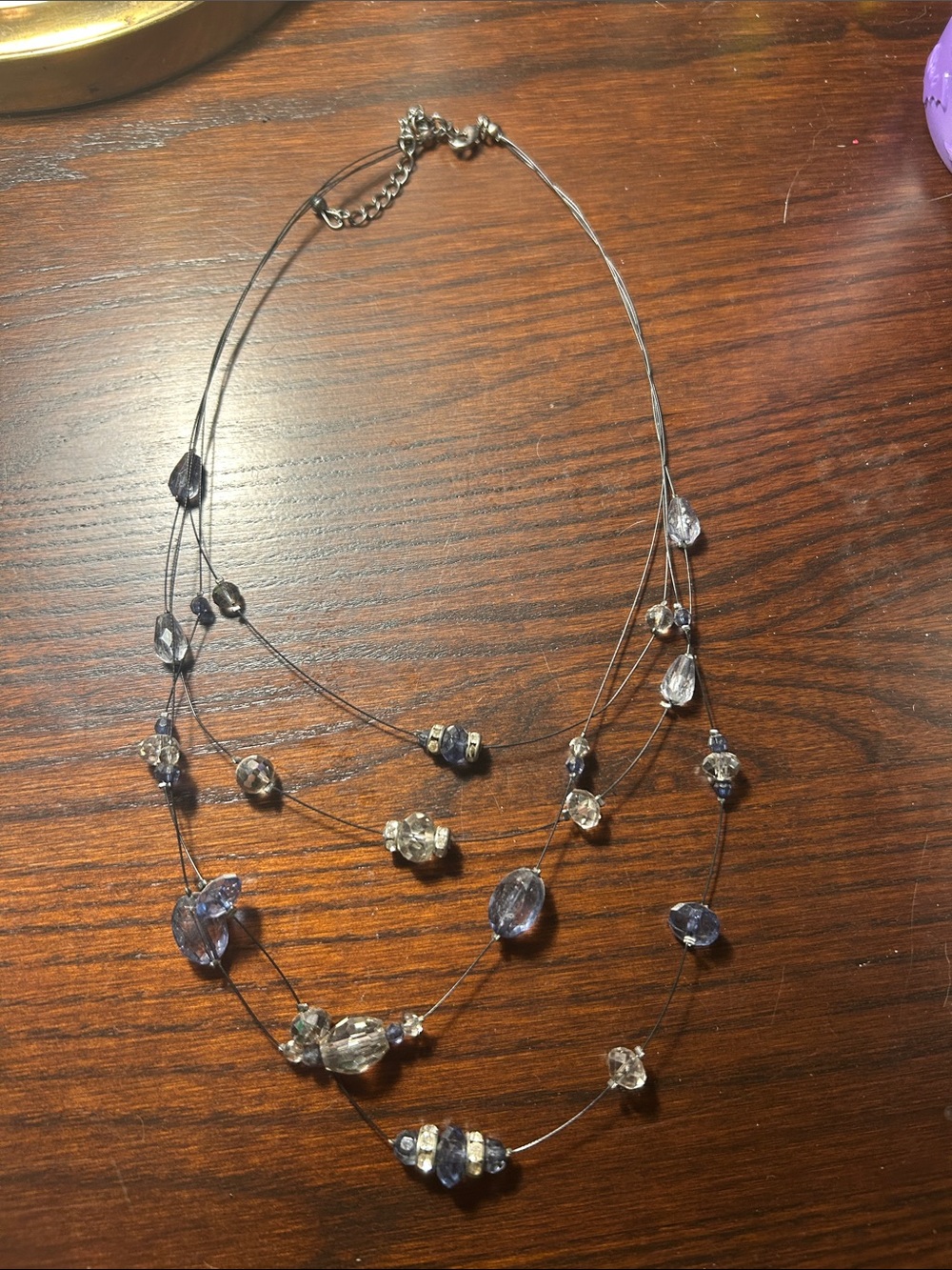 Multi-Strand Blue & Clear Bead Women's Necklace